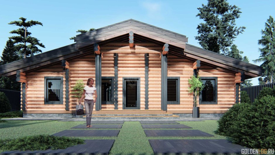 Дом из оцилиндрованного бревна 100м2