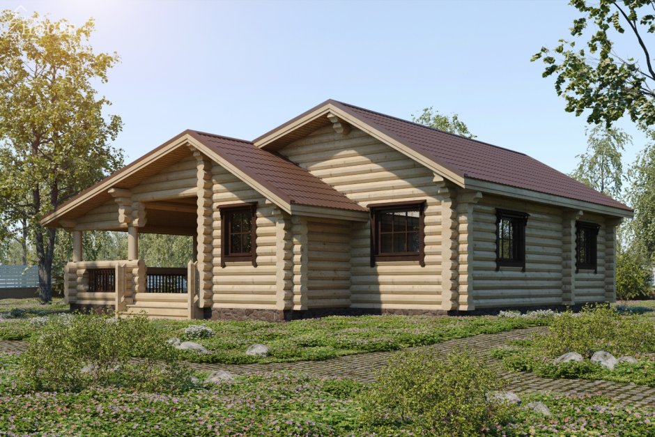 Дом из кругляка одноэтажный