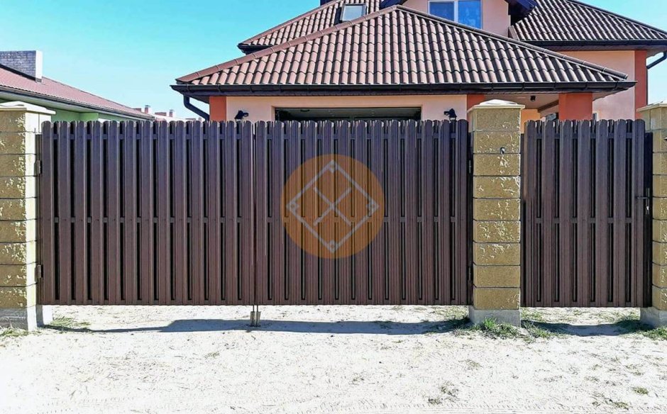 Откатные ворота евроштакетник