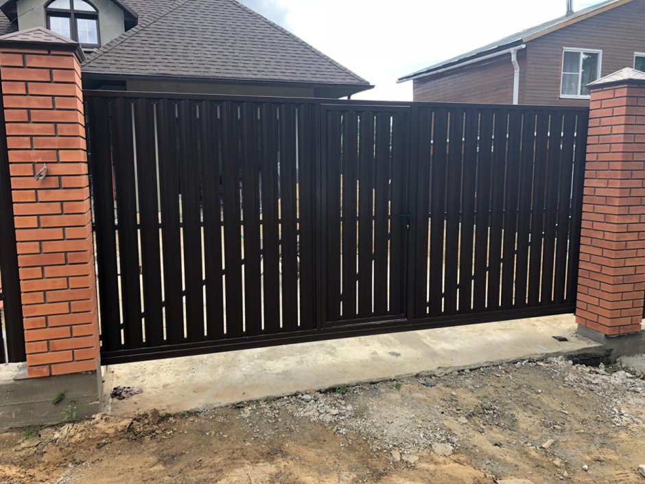 Откатные ворота евроштакетник