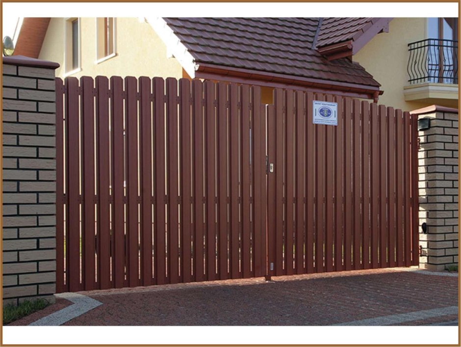 Откатные ворота ALUTECH на евроштакетник