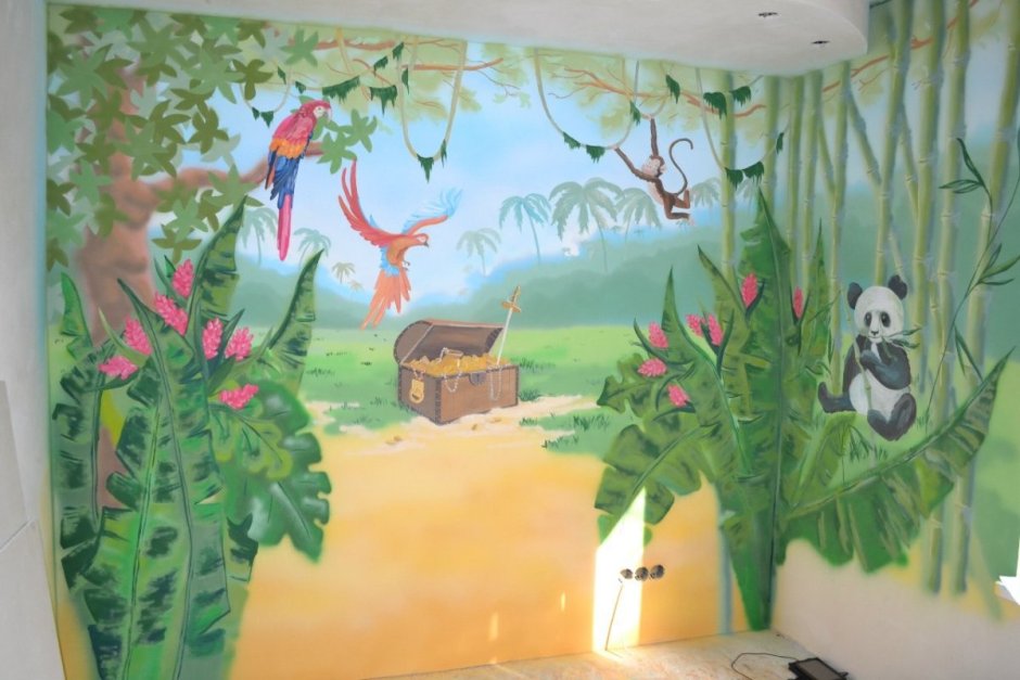 Декоративная роспись стен в детском саду