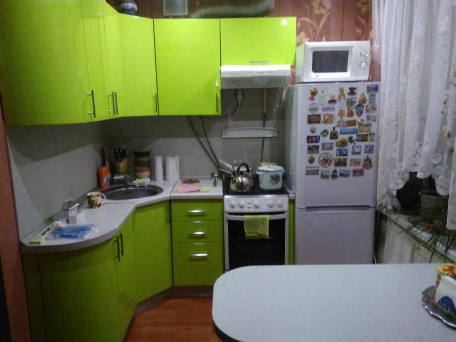 Кухни в хрущёвках с холодильником 5 кв