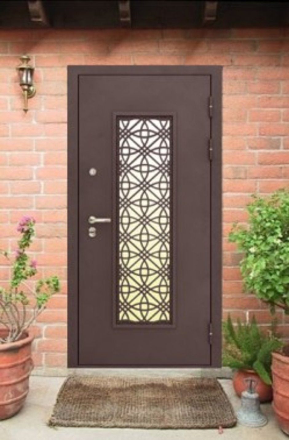 Входная дверь Виконт 1200 со стеклом и ковкой