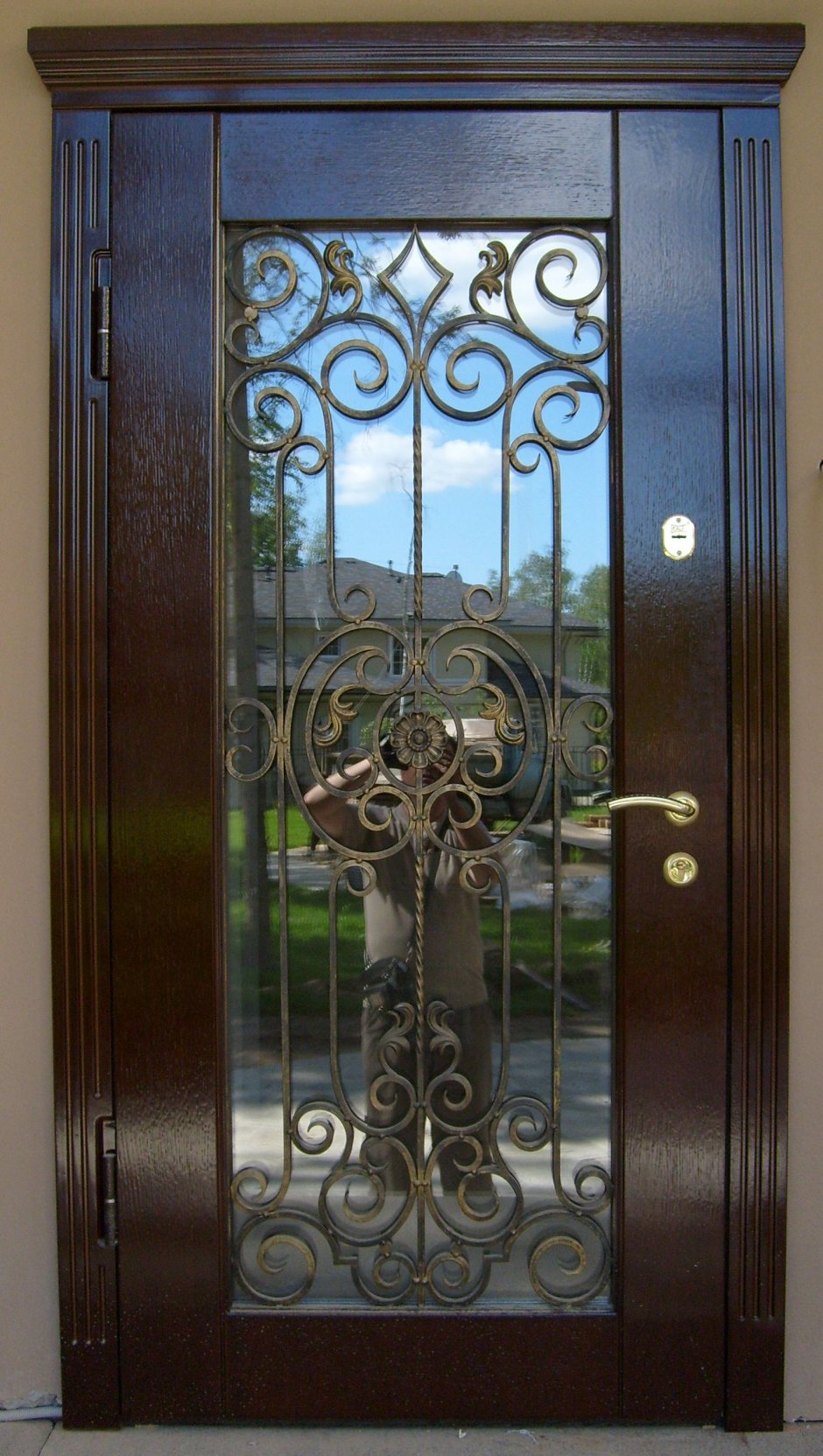 Двери с терморазрывом со стеклом и ковкой