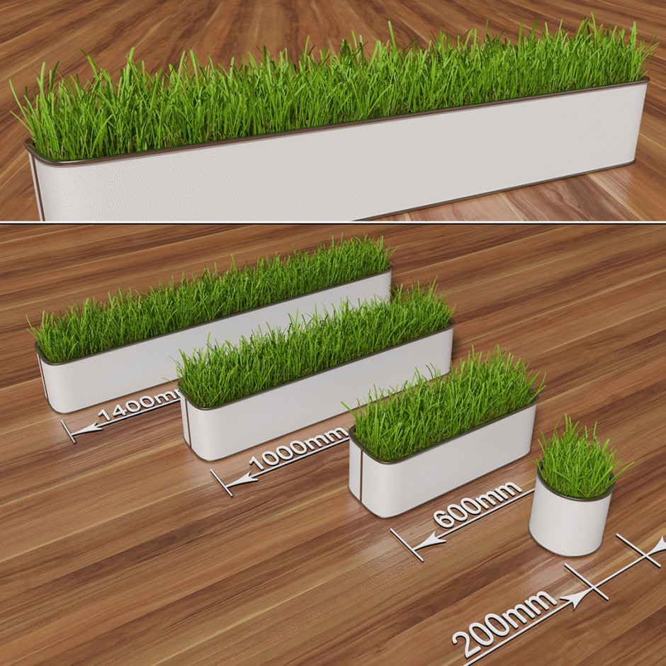 Трава в длинном горшке