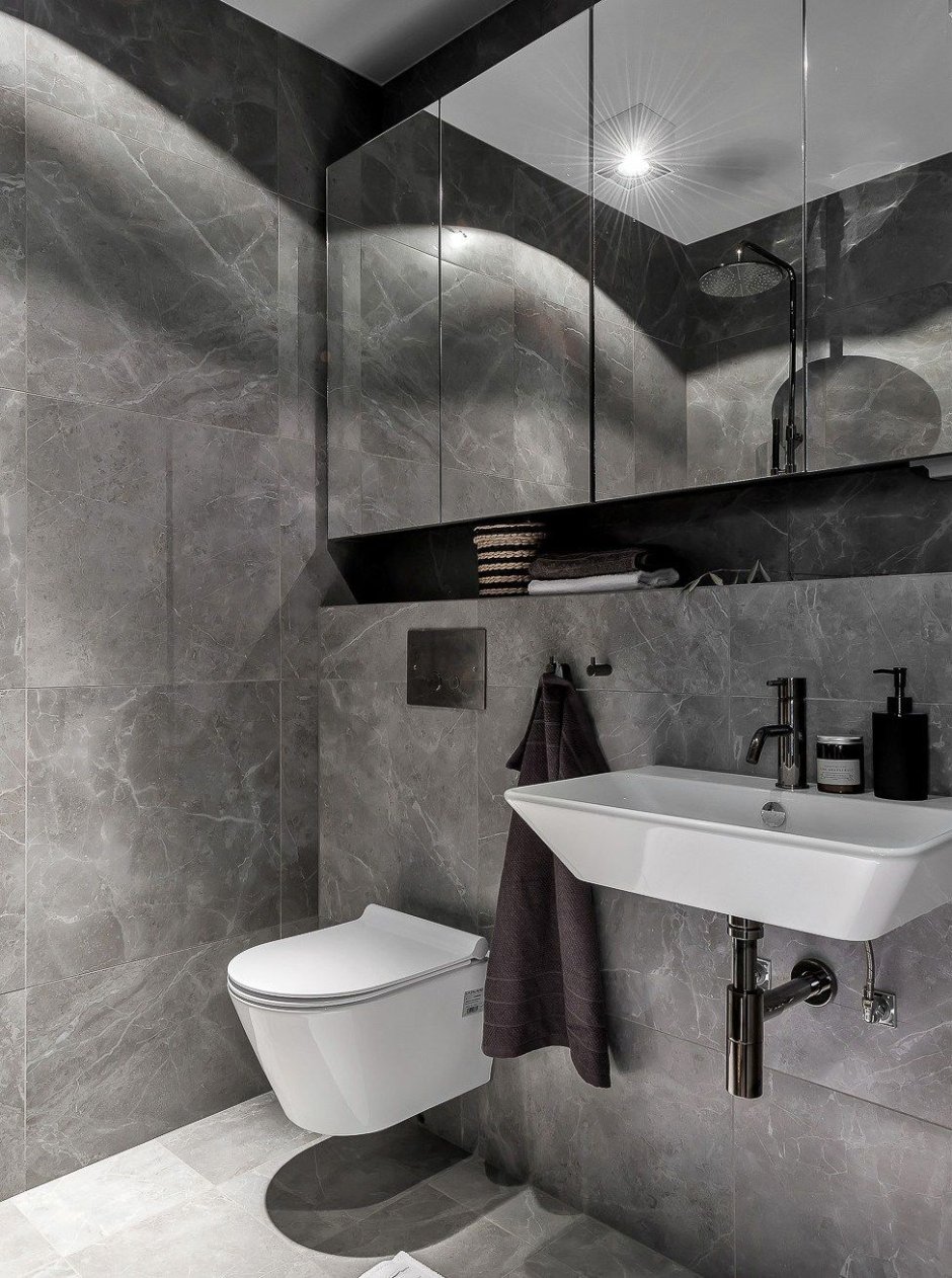 Серая ванная комната