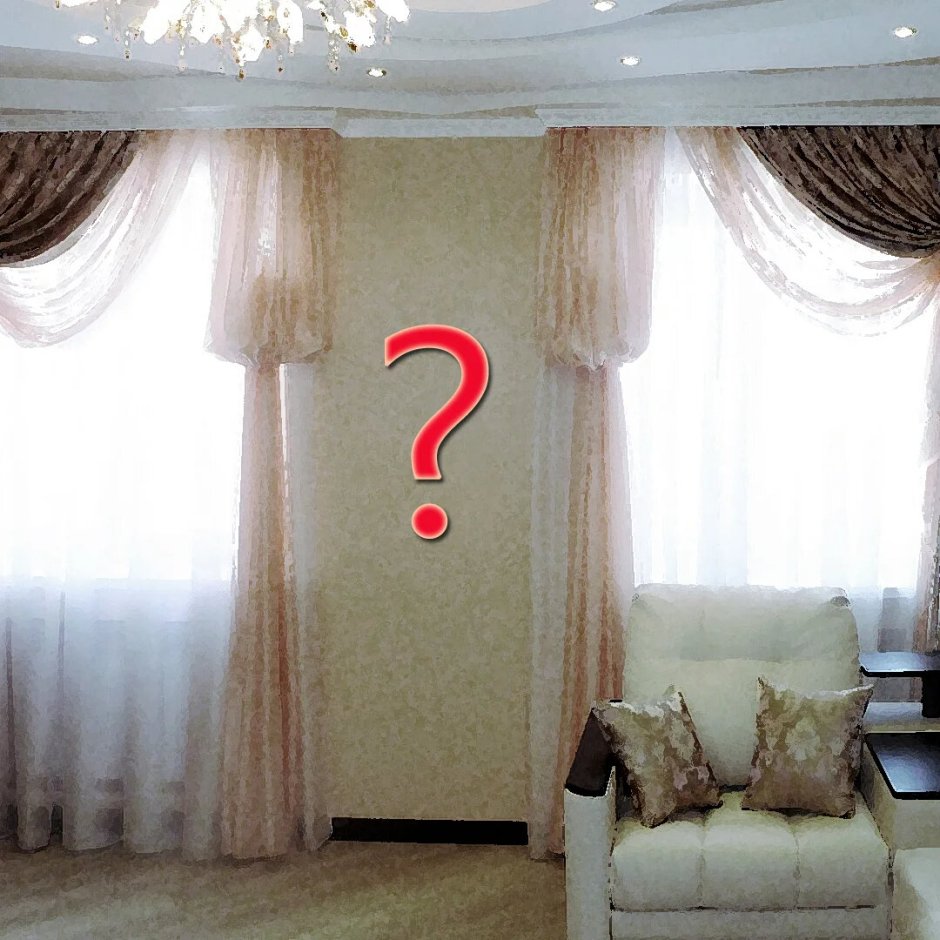 Тюль на два окна с простенком