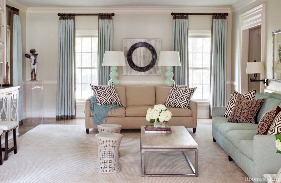 Бежево голубой интерьер