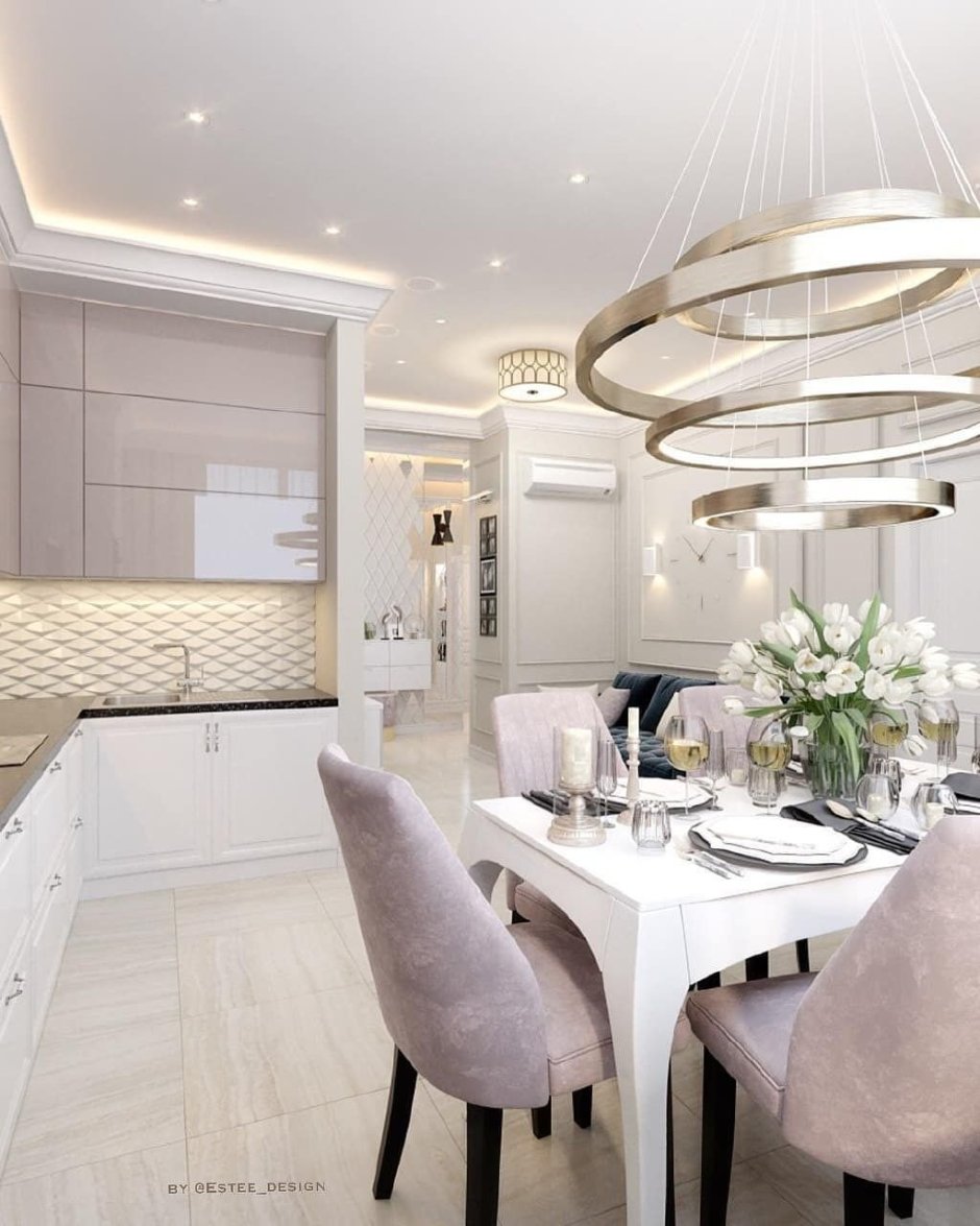 Интерьер кухни в кремовых тонах