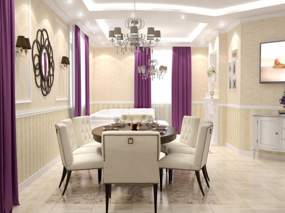 Гостиная столовая шебби Шик