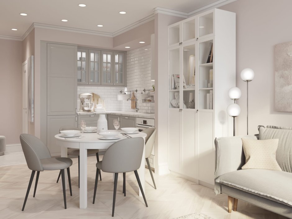 Кухня цвета пудры