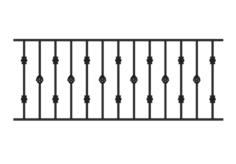 Решетка ограждения металлическая ОС-т15-00, высота 1,6 м