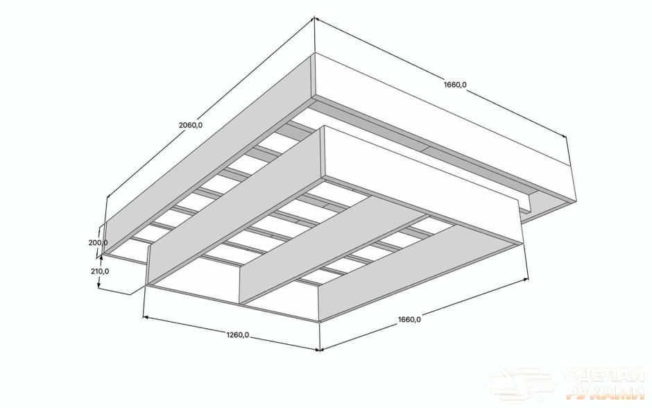 Парящая кровать чертеж с размерами