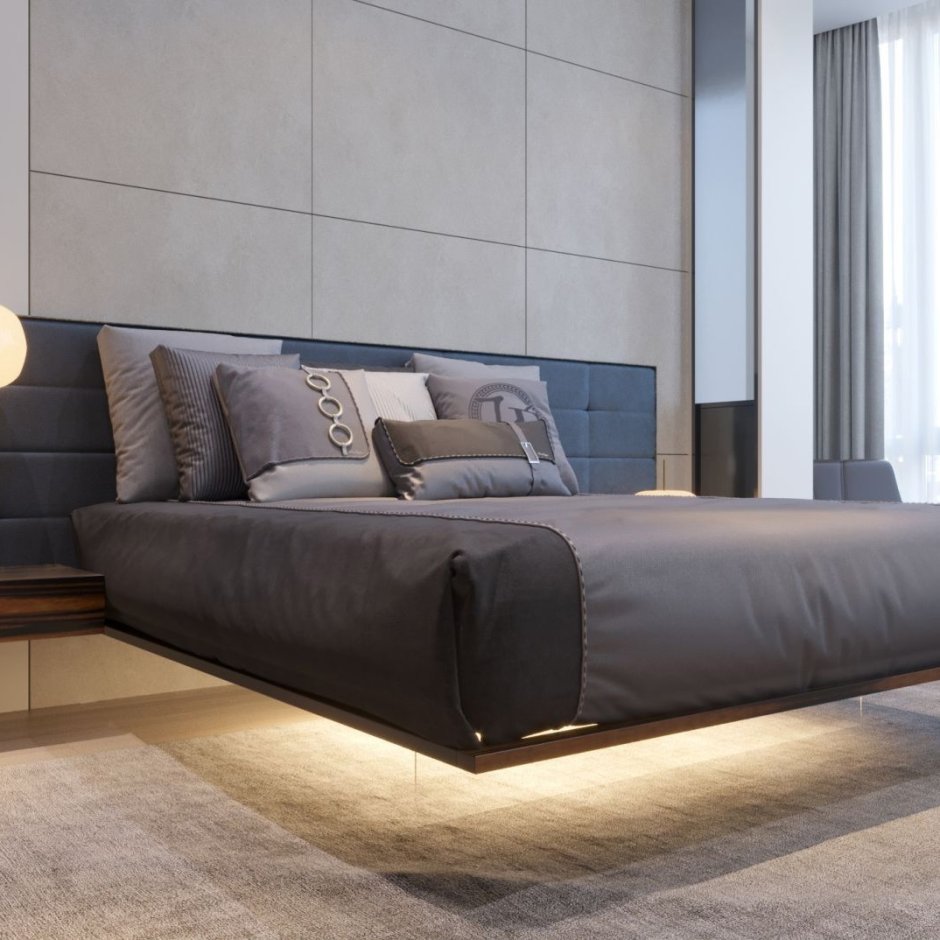 Парящая кровать с мягким изголовьем