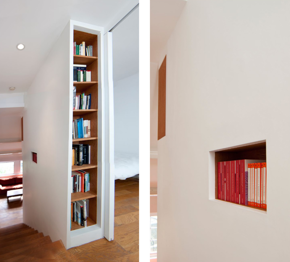 Стеллаж встроенный в стену