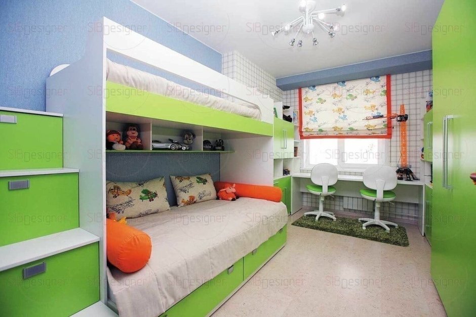 Детской комнаты для двоих разнополых 20 кв.м