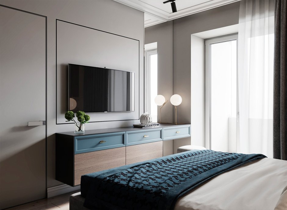 Комод в спальню под телевизор с туалетным столиком