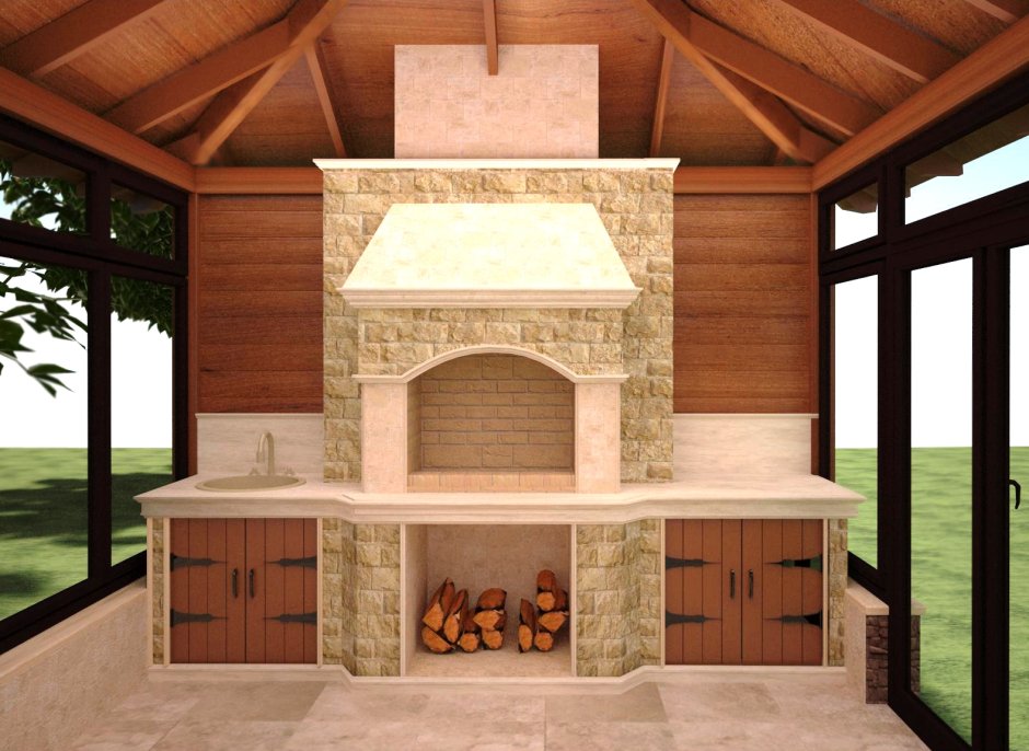 Беседки с мангалом 5на10м