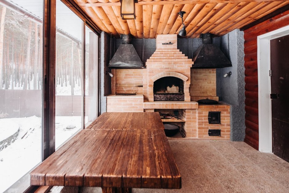 Беседка с помпейской печью и мангалом