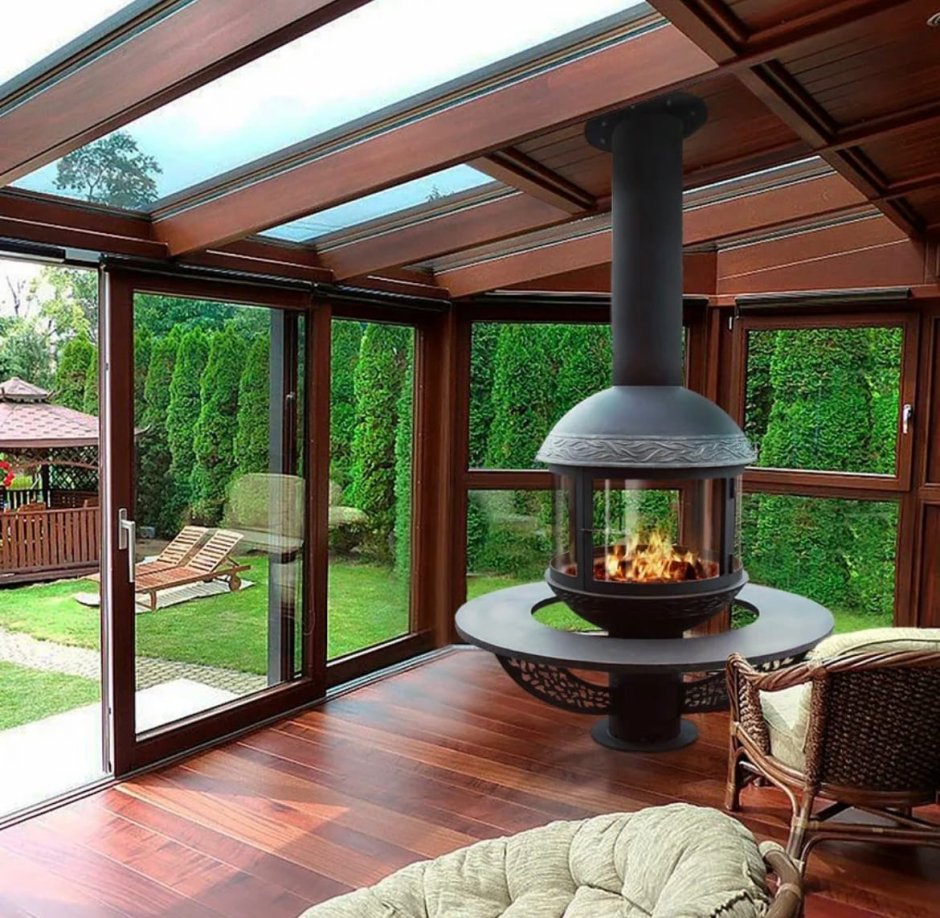 Летняя кухня с перголой и мангалом