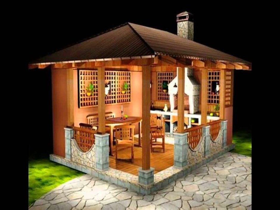 Беседка с камином