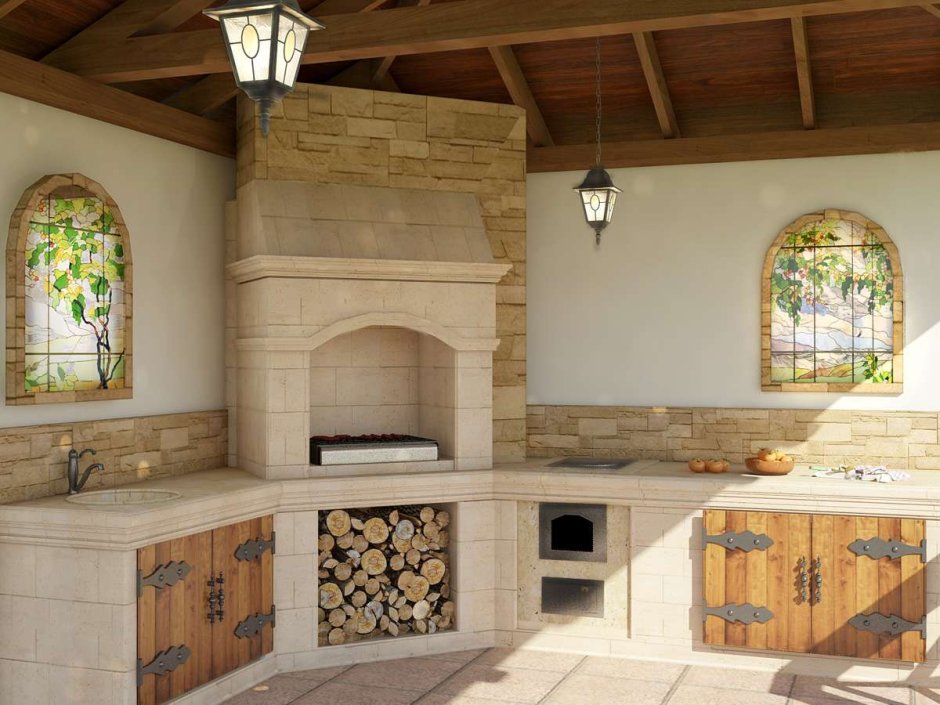 Беседки с мангалом 5на10м