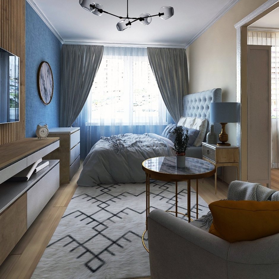 Гостиная-спальня 18м2 икеа