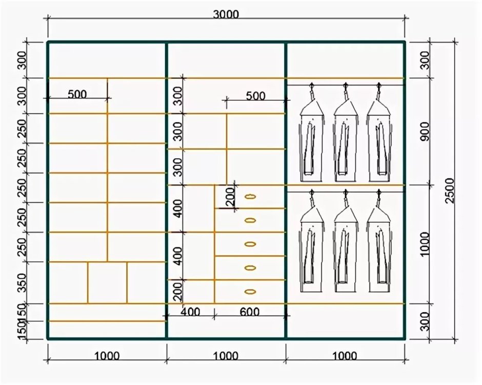 Наполнение шкафа Размеры
