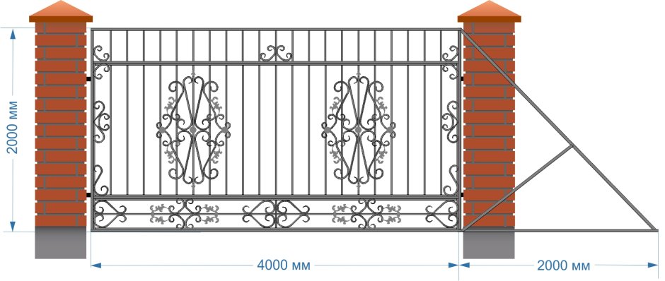 Кованые откатные ворота