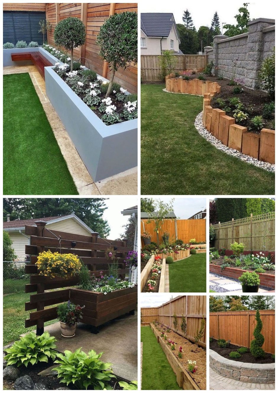 Высокая клумба вдоль забора