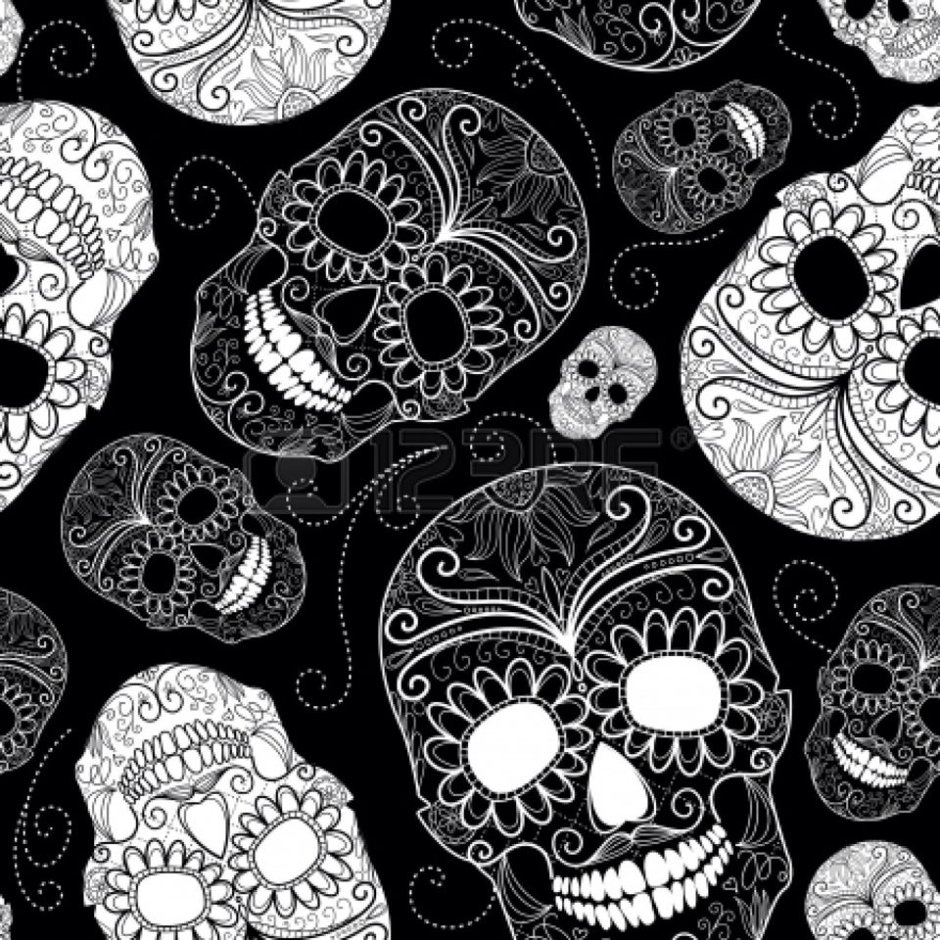 Принт на черном фоне