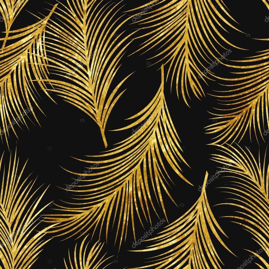 Золотое перо на черном фоне