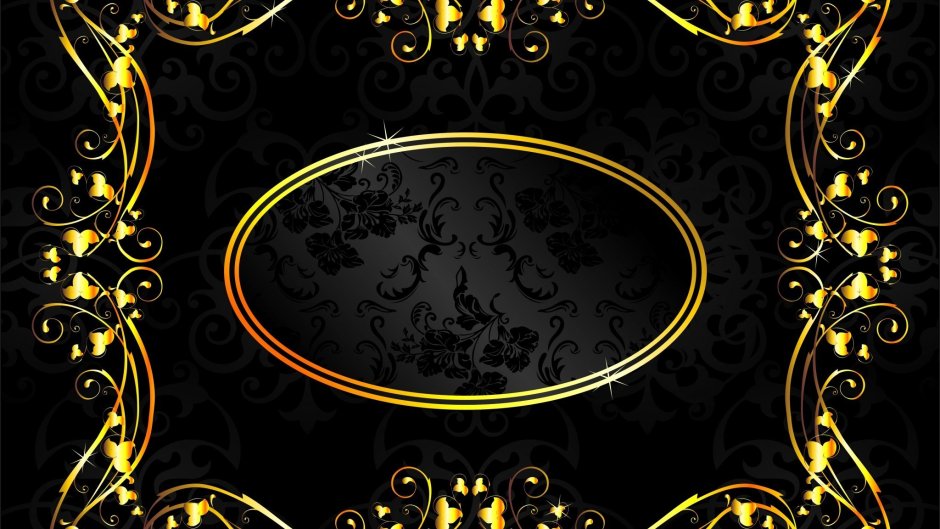 Золотые вензеля на черном фоне