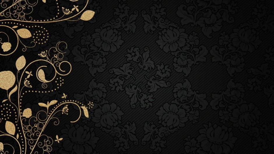 Черный фон с золотыми узорами
