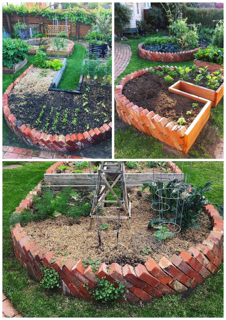 Ограждение для грядок из кирпича