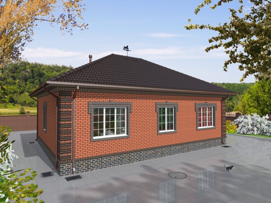 Одноэтажный кирпичный дом 90 кв м