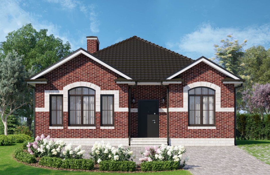 Одноэтажный кирпичный дом