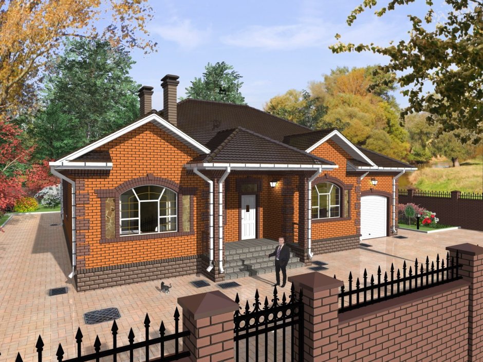 Дом из кирпича одноэтажный 80 кв