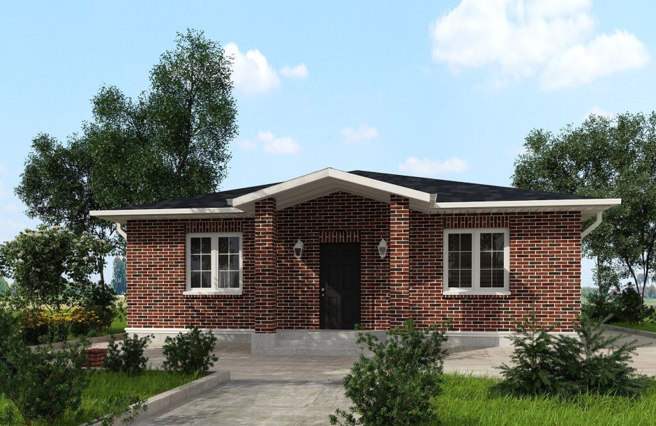 Одноэтажный кирпичный дом в английском стиле