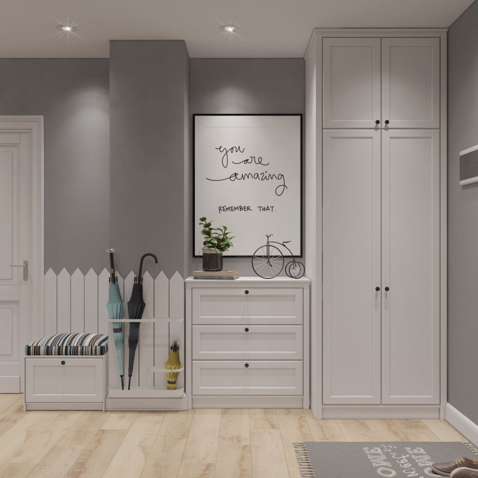 Серые стены в прихожей