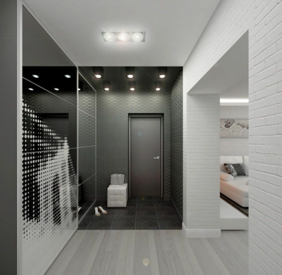 Черно белая прихожая