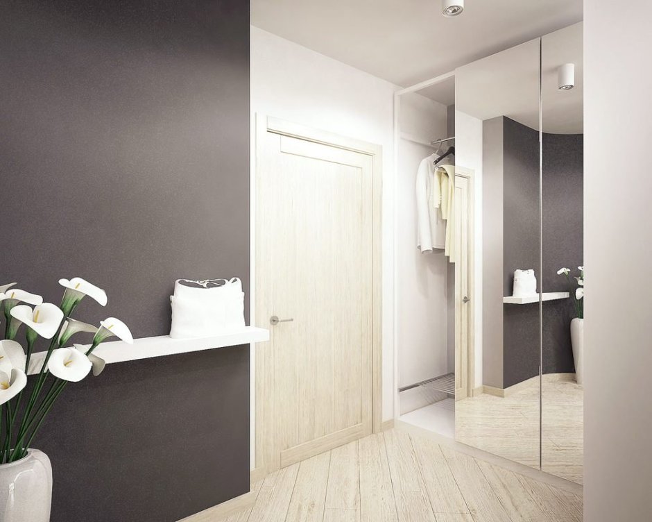 Прихожая в светло серых тонах