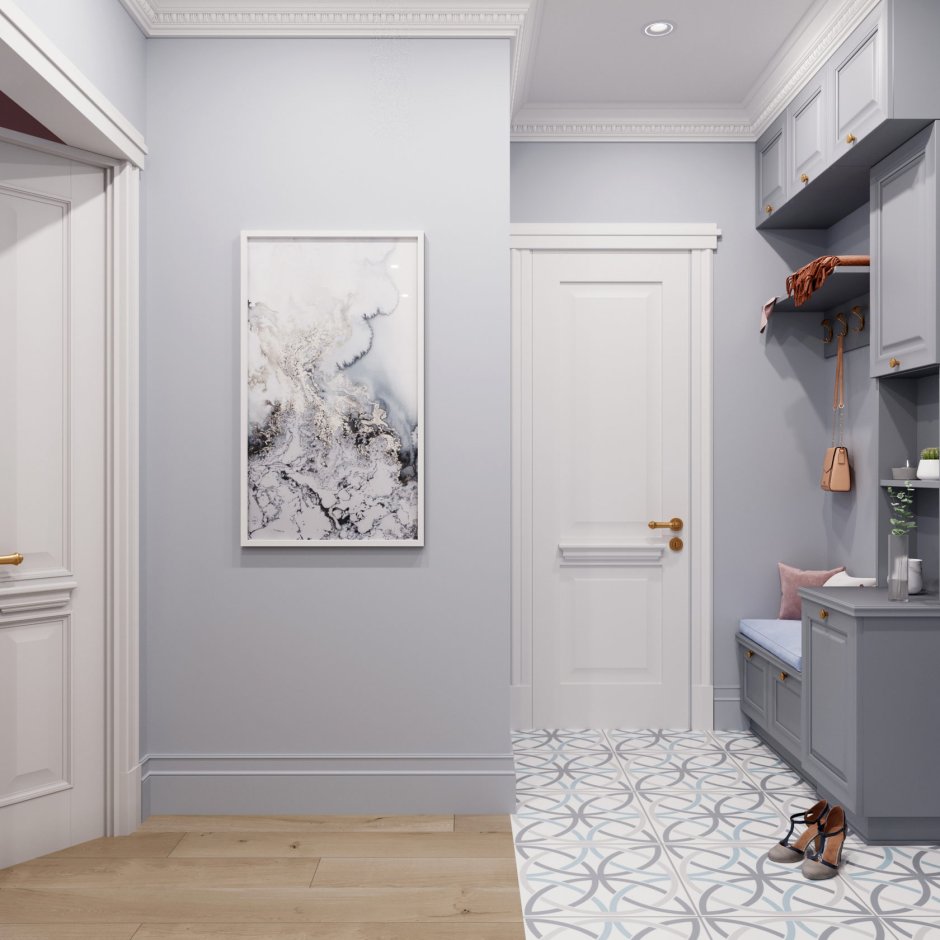 Черно белая прихожая