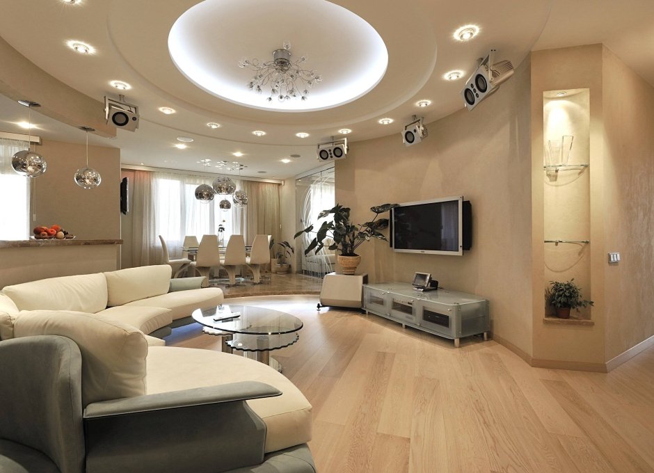 Точечное освещение в гостиной
