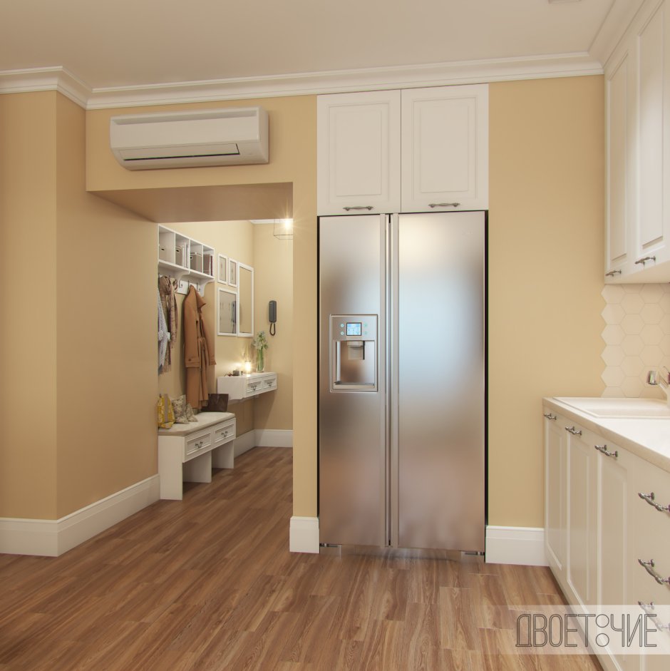 Холодильник в стеновой нише