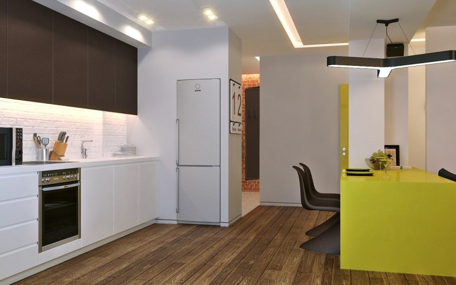 Встраиваемый холодильник у стены