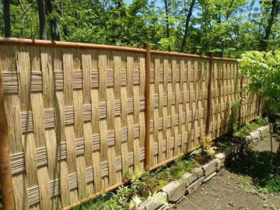 Закрыть забор бамбуковой изгородью