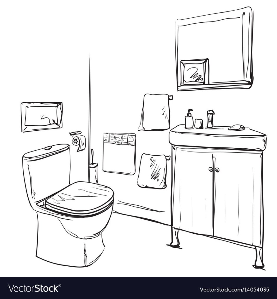 Ванная комната эскиз вручную