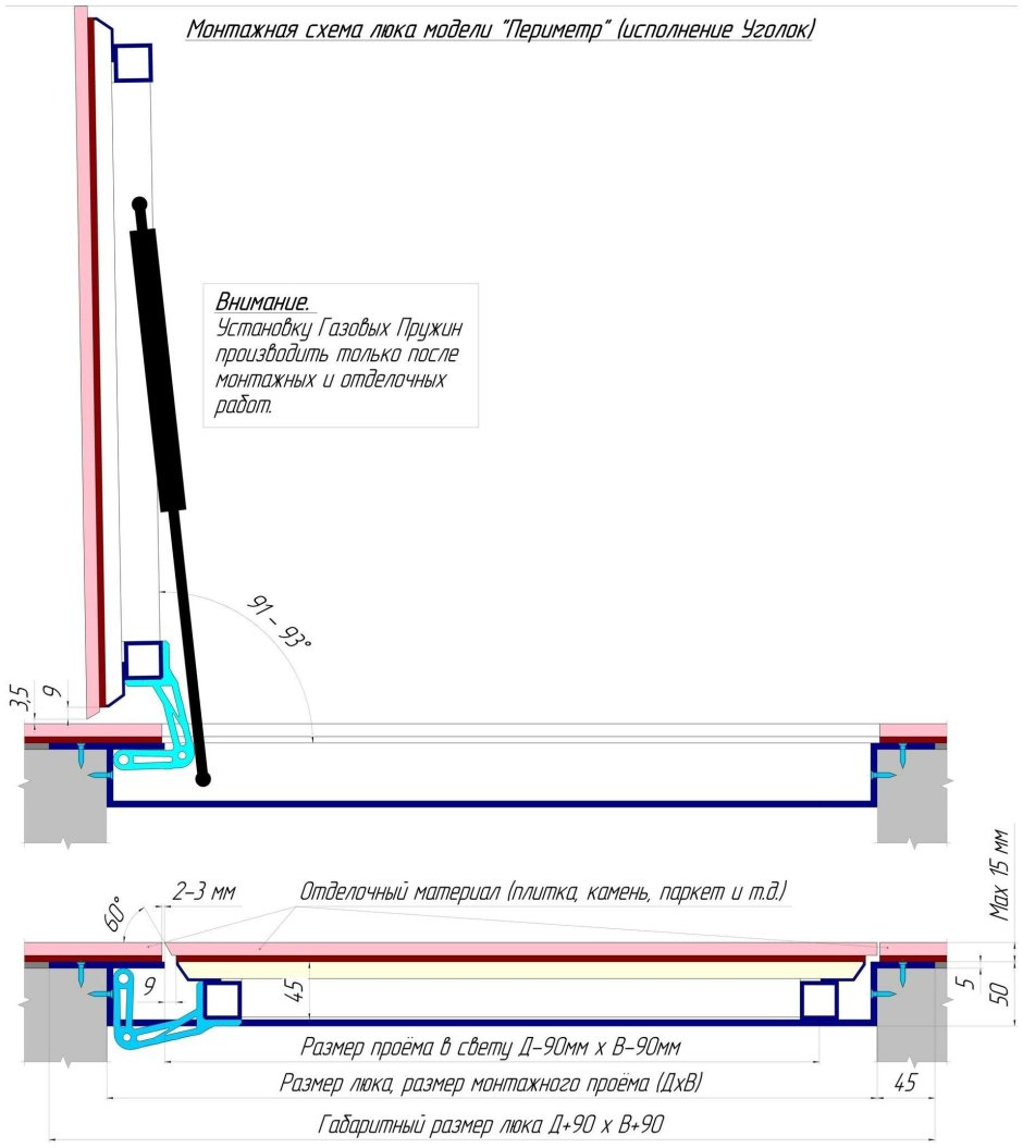 Схема установки газового амортизатора напольный люк